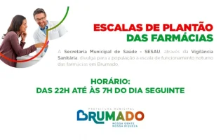 Saúde divulga escala de plantão das farmácias de Brumado para o mês de agosto