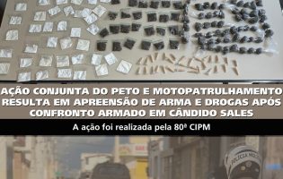 80ª CIPM atua em ocorrência com morte por intervenção legal e apreensão de drogas em Cândido Sales
