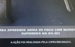 CIPRv/Brumado apreende pistola com numeração suprimida durante abordagem na BA-262